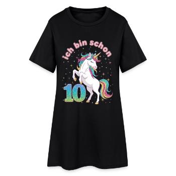 10. Geburtstag Einhorn Mädchen Ich bin schon 10 - Frauen T-Shirt-Kleid - Schwarz - Vorne
