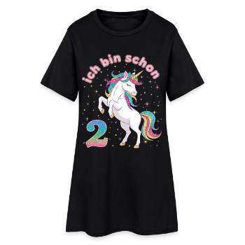 2. Geburtstag Einhorn Mädchen Ich bin schon 2 - Frauen T-Shirt-Kleid - Schwarz - Vorne