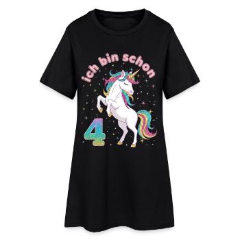 4. Geburtstag Einhorn Mädchen Ich bin schon 4 - Frauen T-Shirt-Kleid - Schwarz - Vorne
