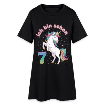 7th Birthday Unicorn Girl I'm already 7 - Women’s T-Shirt Dress - black - Front