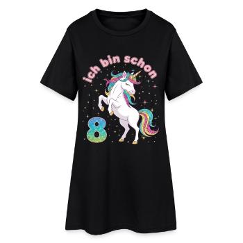 8th Birthday Unicorn Girl I'm already 8 - Women’s T-Shirt Dress - black - Front