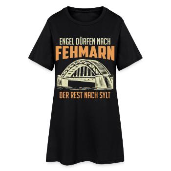Ostsee ENGEL DÜRFEN NACH FEHMARN Lustiges - Frauen T-Shirt-Kleid - Schwarz - Vorne