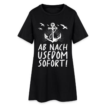 Urlaub auf Usedom AB NACH USEDOM SOFORT! Lustig - Frauen T-Shirt-Kleid - Schwarz - Vorne