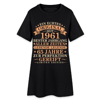 Echtes Original seit 1961 – 65. Geburtstag - Frauen T-Shirt-Kleid - Schwarz - Vorne