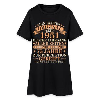 Echtes Original seit 1951 – 75. Geburtstag - Frauen T-Shirt-Kleid - Schwarz - Vorne