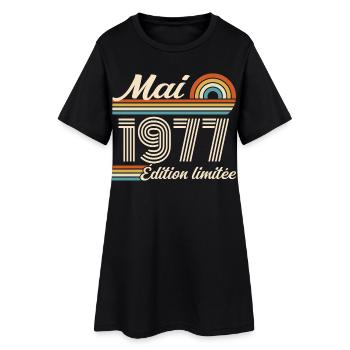 Cadeau Anniversaire 49 ans - Né mai 1977 - Robe T-shirt Femme - noir - Devant