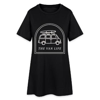 Vie en camping-car en road trip surf - Robe T-shirt Femme - noir - Devant