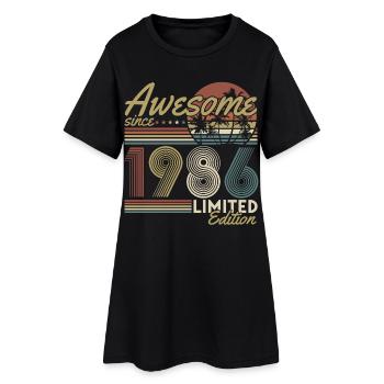 Cadeau rétro vintage d’anniversaire 1986 - Robe T-shirt Femme - noir - Devant