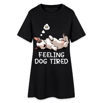 Un bull terrier miniature Bull Terrier Épuisé - Robe T-shirt Femme - noir - Devant