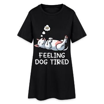 Un bull terrier miniature Bull Terrier Épuisé - Robe T-shirt Femme - noir - Devant