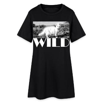 Chat punky sauvage à la crinière épineuse sauvage - Robe T-shirt Femme - noir - Devant