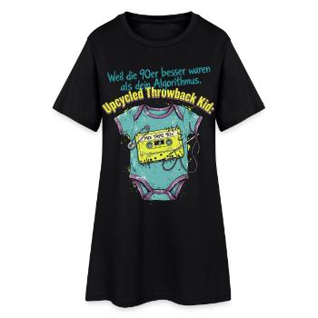 90er Upcycled Throwback Retro Kassette - Frauen T-Shirt-Kleid - Schwarz - Vorne