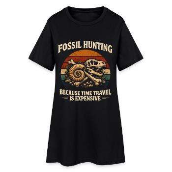 Fossilienjagd statt Zeitreise | Paläontologie - Frauen T-Shirt-Kleid - Schwarz - Vorne