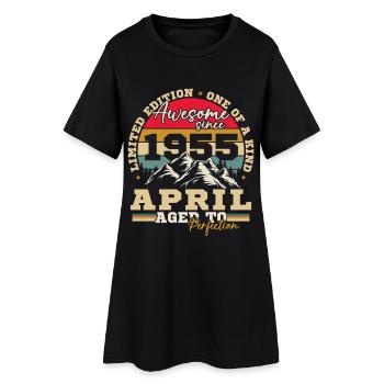 Avril 1955 Vintage Cadeau D'anniversaire - Robe T-shirt Femme - noir - Devant