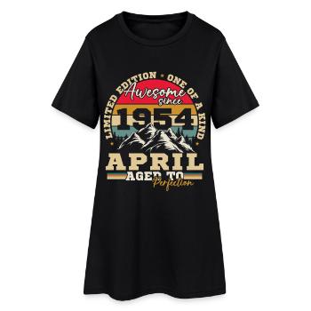 Avril 1954 Vintage Cadeau D'anniversaire - Robe T-shirt Femme - noir - Devant