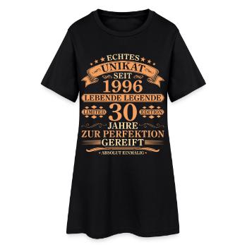 Unikat seit 1996 Jahrgang – 30. Geburtstag - Frauen T-Shirt-Kleid - Schwarz - Vorne