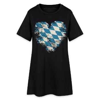 Cœur rétro Bavière avec motif de losanges bleu-blanc - Robe T-shirt Femme - noir - Devant