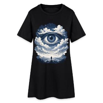 La vue du jour dans l’œil du nuage - Robe T-shirt Femme - noir - Devant