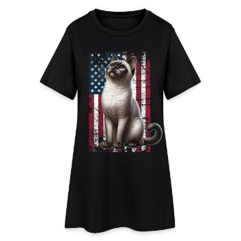 Siamese Cat US Siamkatze - Frauen T-Shirt-Kleid - Schwarz - Vorne