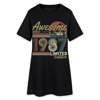 Cadeau rétro vintage d’anniversaire 1987 - Robe T-shirt Femme - noir - Devant