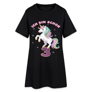4. Geburtstag Einhorn Mädchen Ich bin schon 4 - Frauen T-Shirt-Kleid - Schwarz - Vorne