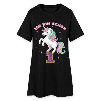 2. Geburtstag Einhorn Mädchen Ich bin schon 2 - Frauen T-Shirt-Kleid - Schwarz - Vorne