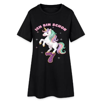 7. Geburtstag Einhorn Mädchen Ich bin schon 7 - Frauen T-Shirt-Kleid - Schwarz - Vorne