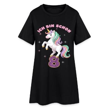 8. Geburtstag Einhorn Mädchen Ich bin schon 8 - Frauen T-Shirt-Kleid - Schwarz - Vorne