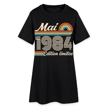 Cadeau Anniversaire 42 ans - Né mai 1984 - Robe T-shirt Femme - noir - Devant