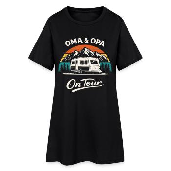 Grand-mère et grand-père en tournée caravane de chemises de camping - Robe T-shirt Femme - noir - Devant