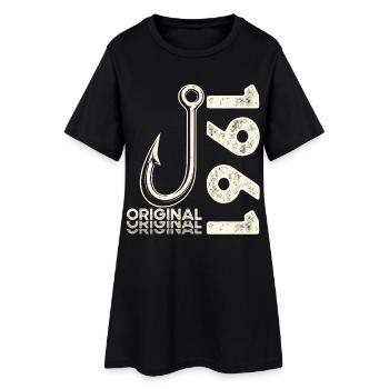 65e anniversaire cadeau Pêcheur pêcheur 1961 - Robe T-shirt Femme - noir - Devant
