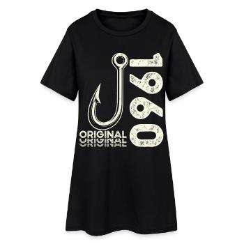 66e anniversaire cadeau pêcheur pêcheur Années 1960 - Robe T-shirt Femme - noir - Devant