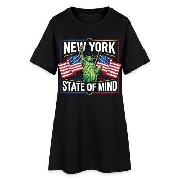 New York USA Freiheitsstatue Flagge Vintage - Frauen T-Shirt-Kleid - Schwarz - Vorne