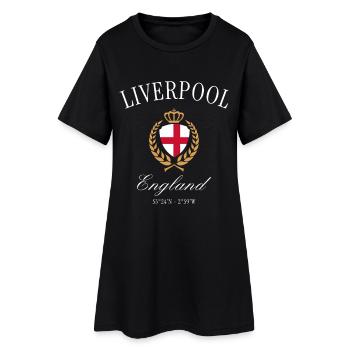 Liverpool England Wappen Krone – Reise Souvenir - Frauen T-Shirt-Kleid - Schwarz - Vorne