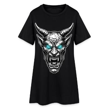 Démon Cornu Totem Gothique Yeux Bleus de Glace - Robe T-shirt Femme - noir - Devant