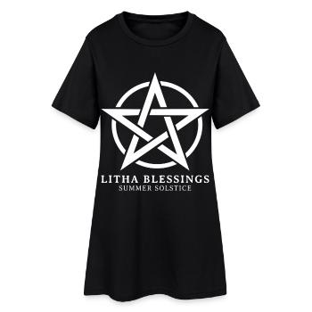 Litha Pagan: Sommersonnenwende, Mittsommer, Mittsommer, Mittsommer. - Frauen T-Shirt-Kleid - Schwarz - Vorne