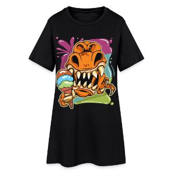 Aimer le dessin animé T-Rex - Robe T-shirt Femme - noir - Devant