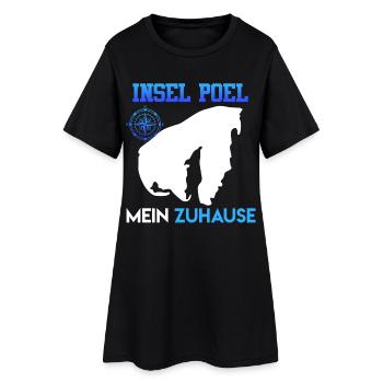 Ostsee INSEL POEL MEIN ZUHAUSE Lustiges - Frauen T-Shirt-Kleid - Schwarz - Vorne