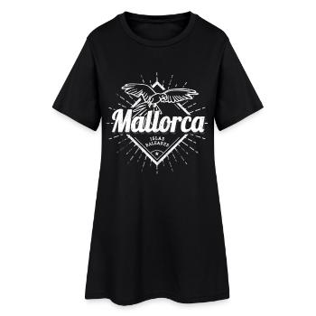 Île de Majorque, îles Baléares avec souvenir rétro de perroquet - Robe T-shirt Femme - noir - Devant