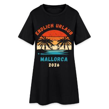 Mallorca Urlaub 2026 Reise Malle Idee - Frauen T-Shirt-Kleid - Schwarz - Vorne
