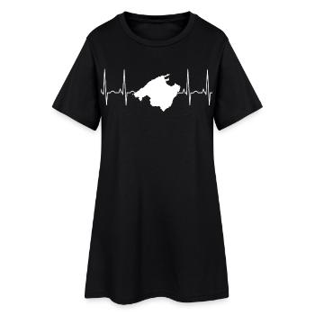 Mallorca Heartbeat Design Holidays Island Malle - Women’s T-Shirt Dress - black - Front