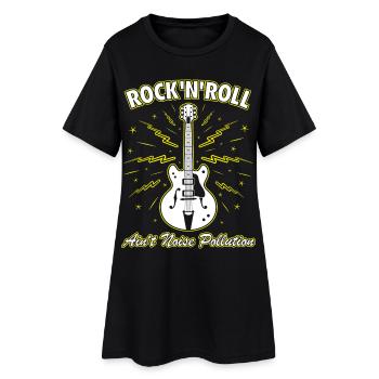 Rock 'n' Roll ist keine Lärmverschmutzungsgitarre - Frauen T-Shirt-Kleid - Schwarz - Vorne