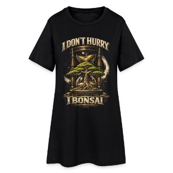 Bonsaï Je ne me presse pas Je Bonsaï - Robe T-shirt Femme - noir - Devant