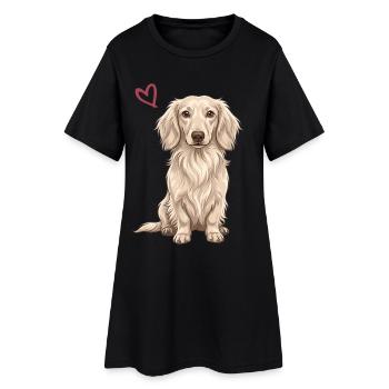 White Dachshund, English White Dachshund - Women’s T-Shirt Dress - black - Front