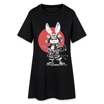 Samouraï Lapin en armure avec un katana - Robe T-shirt Femme - noir - Devant