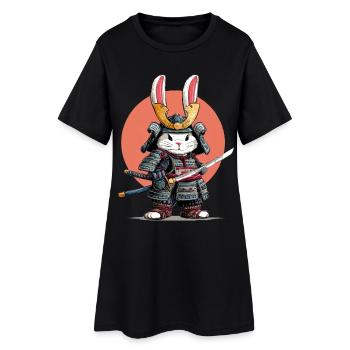 Guerrier Samouraï Lapin - Robe T-shirt Femme - noir - Devant