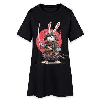 Bunny Samurai in Armor - Women’s T-Shirt Dress - black - Front