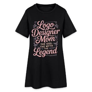 Designer de logos Maman L’idole Spécialiste de la marque - Robe T-shirt Femme - noir - Devant