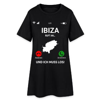 Ibiza Ruft An Urlaub Balearen Insel Idee - Frauen T-Shirt-Kleid - Schwarz - Vorne