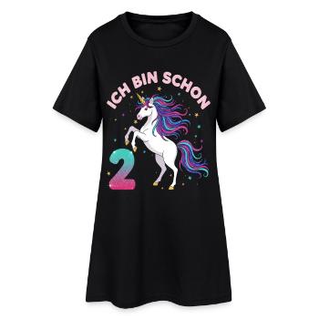 2. Geburtstag Einhorn Mädchen Ich bin schon 2 - Frauen T-Shirt-Kleid - Schwarz - Vorne